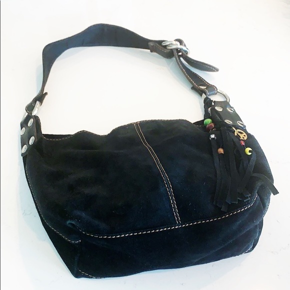 black suede hobo bag
